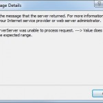 SharePoint Designer error: Value does not fall within the expected range